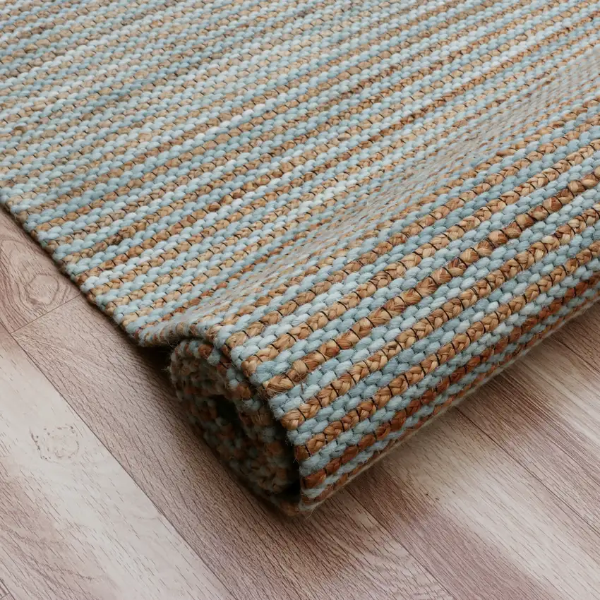 Blue Striped Hand Woven Area Rug Photo 4