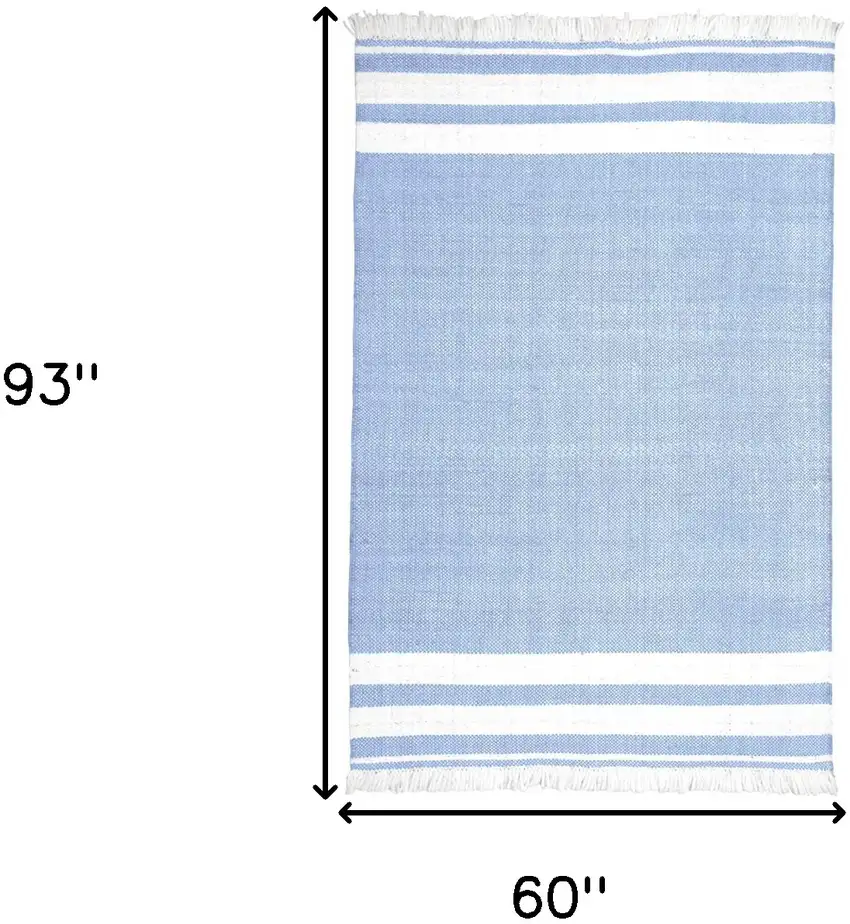 Blue Striped Handmade Stain Resistant Non Skid Indoor Outdoor Area Rug Photo 8