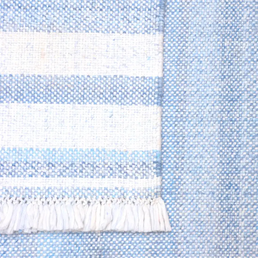 Blue Striped Handmade Stain Resistant Non Skid Indoor Outdoor Area Rug Photo 6