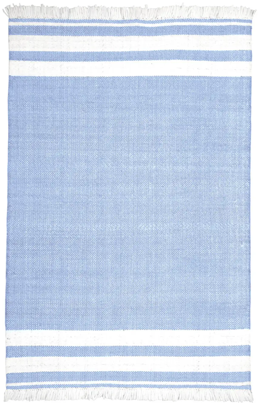 Blue Striped Handmade Stain Resistant Non Skid Indoor Outdoor Area Rug Photo 1