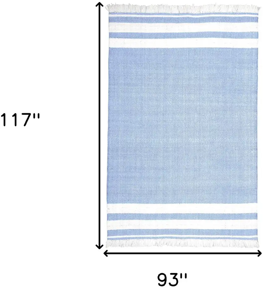 Blue Striped Handmade Stain Resistant Non Skid Indoor Outdoor Area Rug Photo 8