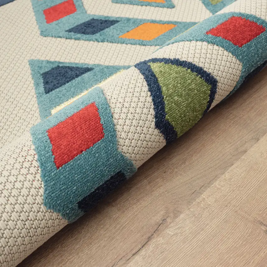 Blue Striped Non Skid Indoor Outdoor Area Rug Photo 5