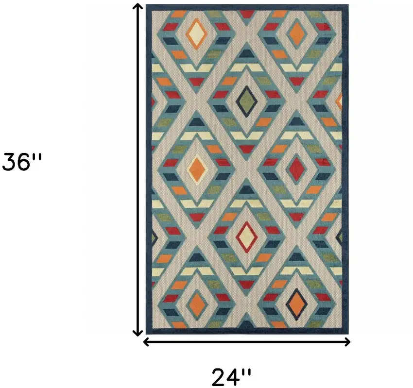 Blue Striped Non Skid Indoor Outdoor Area Rug Photo 9