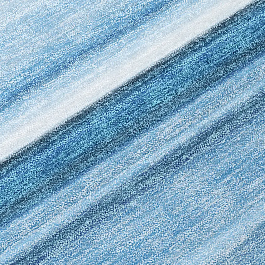 Blue Striped Washable Non Skid Indoor Outdoor Area Rug Photo 8