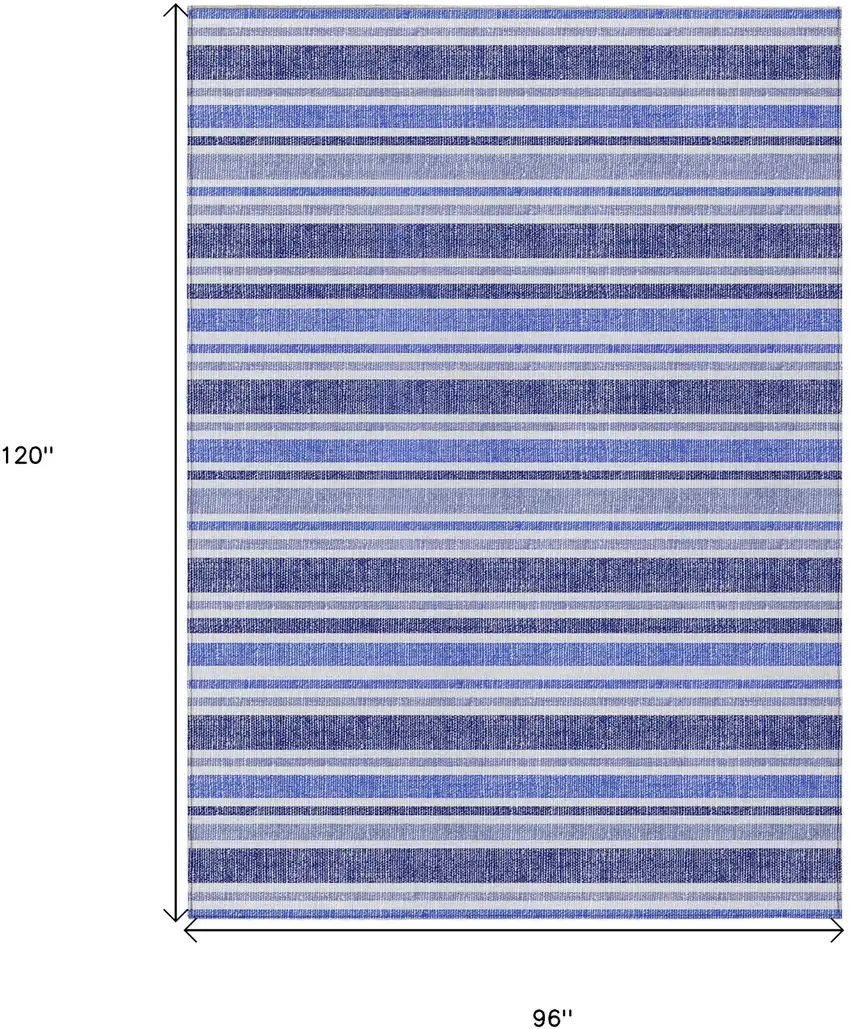 Blue Striped Washable Non Skid Indoor Outdoor Area Rug Photo 3