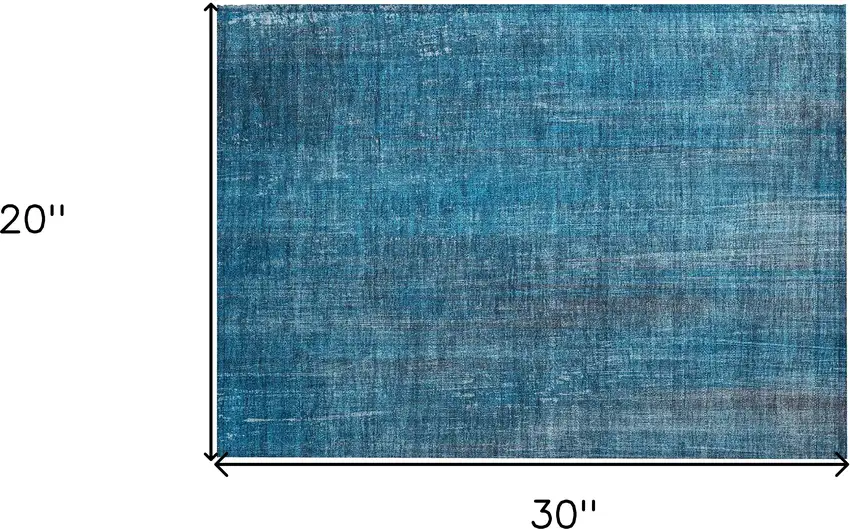 Blue Striped Washable Non Skid Indoor Outdoor Area Rug Photo 3