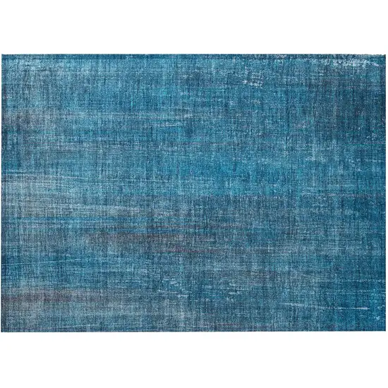 Blue Striped Washable Non Skid Indoor Outdoor Area Rug Photo 4