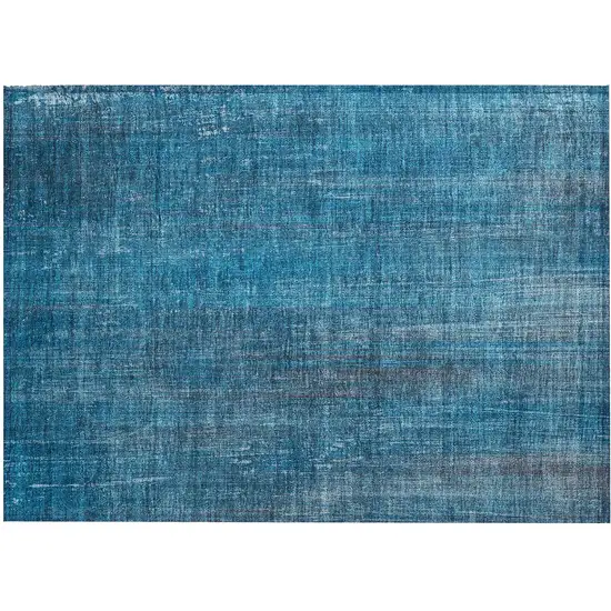 Blue Striped Washable Non Skid Indoor Outdoor Area Rug Photo 2