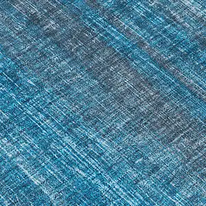 Photo of Blue Striped Washable Non Skid Indoor Outdoor Area Rug
