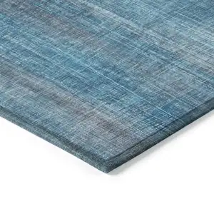 Photo of Blue Striped Washable Non Skid Indoor Outdoor Area Rug