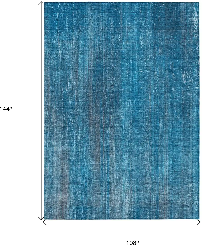 Blue Striped Washable Non Skid Indoor Outdoor Area Rug Photo 3