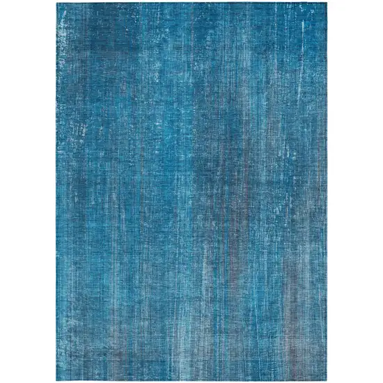 Blue Striped Washable Non Skid Indoor Outdoor Area Rug Photo 5