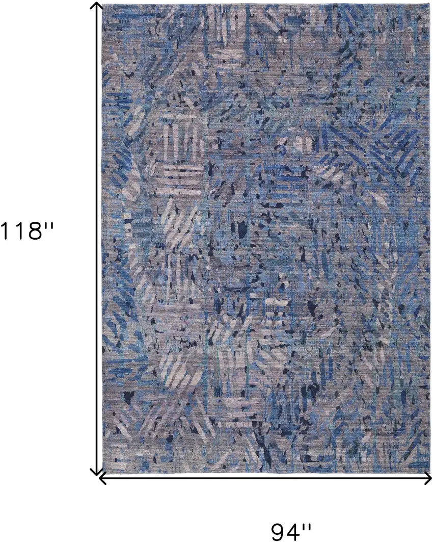 Blue Tan and Gray Abstract Power Loom Washable Area Rug Photo 3