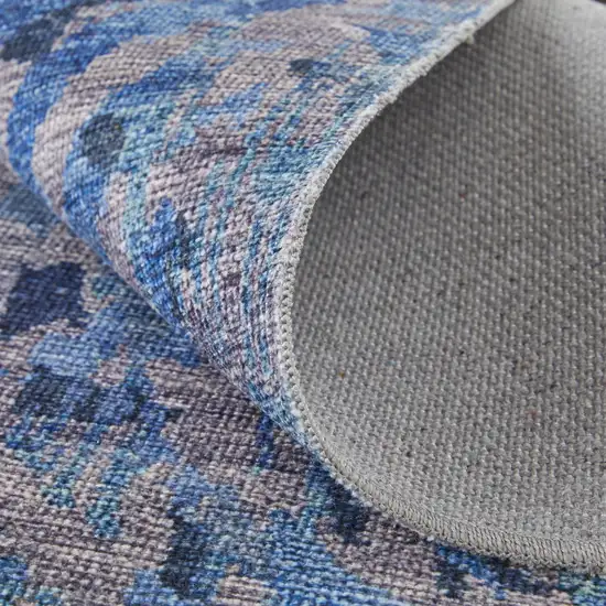 Blue Tan and Gray Abstract Power Loom Washable Area Rug Photo 6