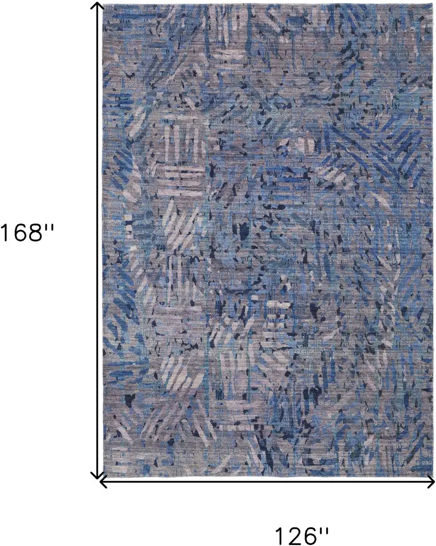 Blue Tan and Gray Abstract Power Loom Washable Area Rug Photo 3