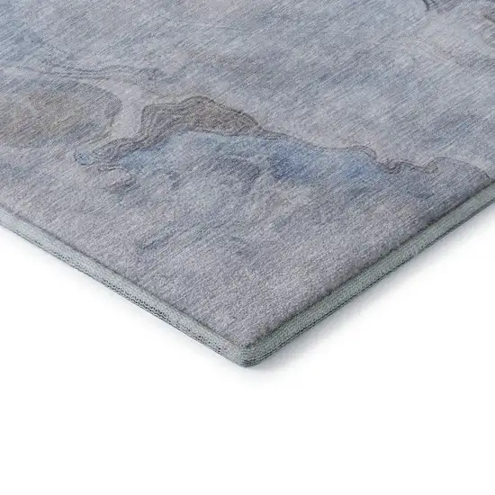 Blue Taupe And Beige Abstract Washable Area Rug With UV Protection Photo 7