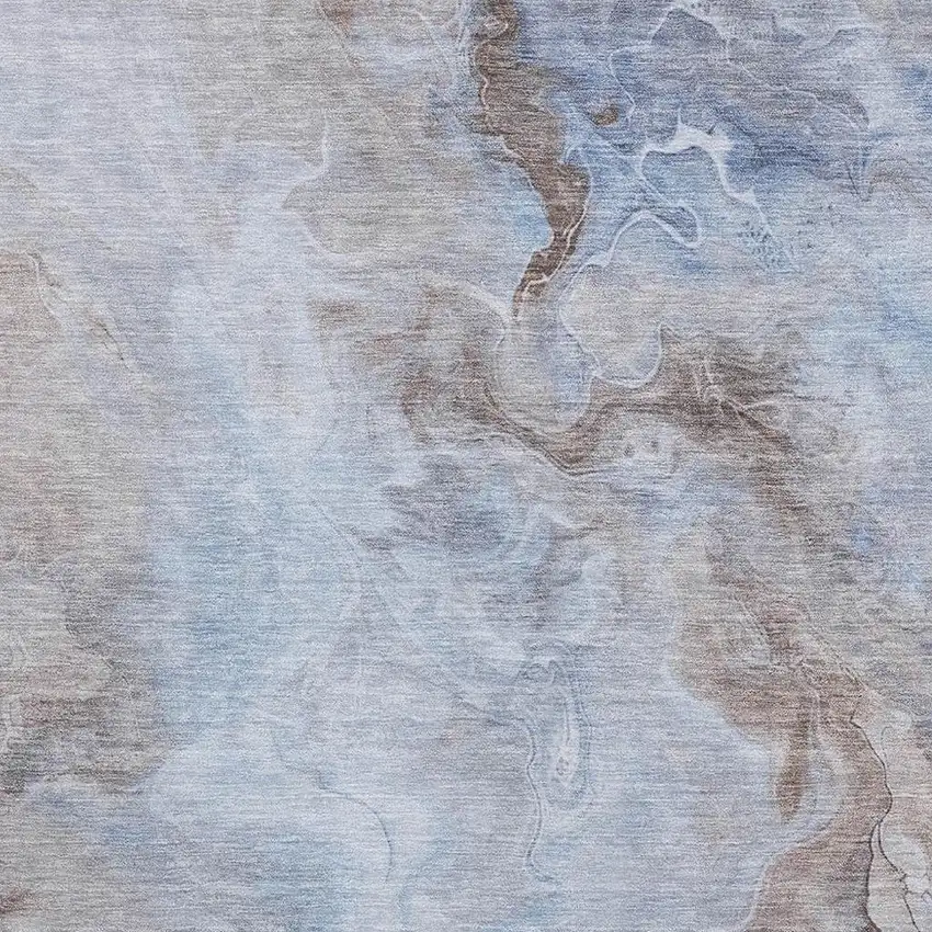 Blue Taupe And Beige Abstract Washable Area Rug With UV Protection Photo 2