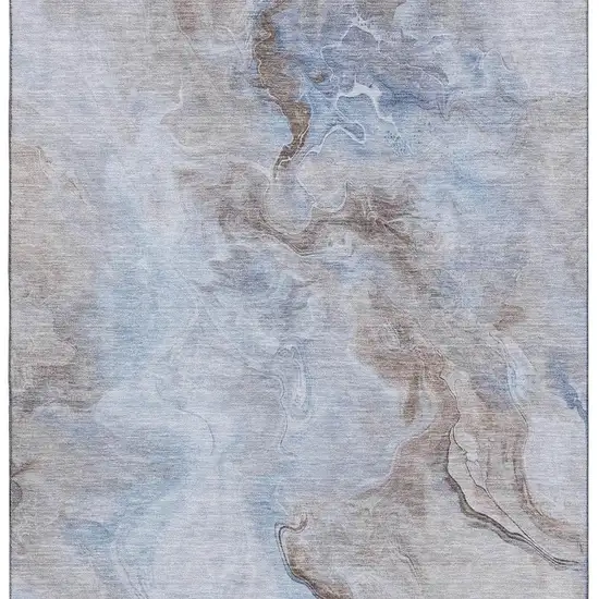Blue Taupe And Beige Abstract Washable Area Rug With UV Protection Photo 3