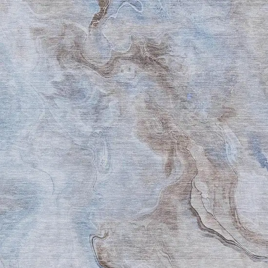 Blue Taupe And Beige Abstract Washable Area Rug With UV Protection Photo 2