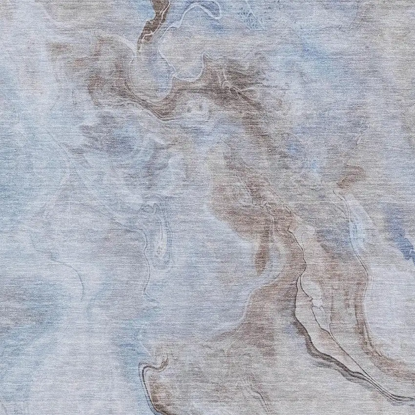 Blue Taupe And Beige Abstract Washable Area Rug With UV Protection Photo 2