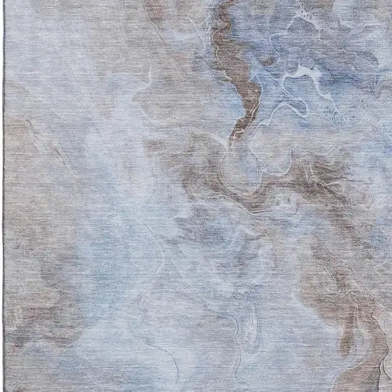 Blue Taupe And Beige Abstract Washable Area Rug With UV Protection Photo 2