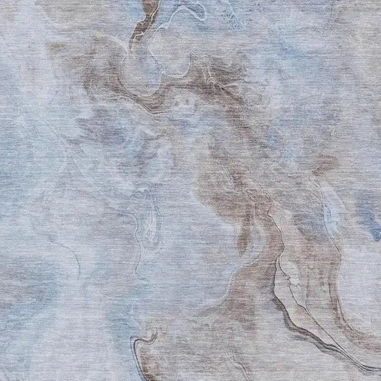 Blue Taupe And Beige Abstract Washable Area Rug With UV Protection Photo 2
