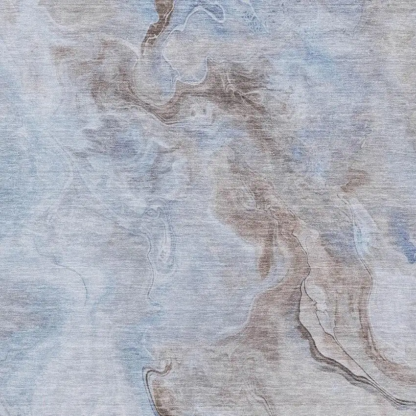 Blue Taupe And Beige Abstract Washable Area Rug With UV Protection Photo 2
