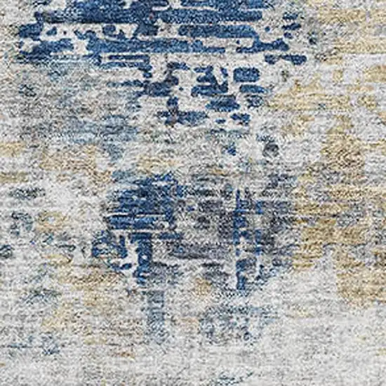 Blue Taupe And Ivory Abstract Washable Area Rug With UV Protection Photo 3