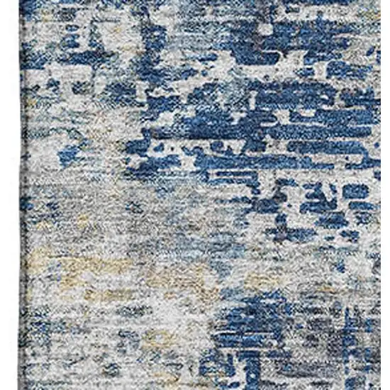Blue Taupe And Ivory Abstract Washable Area Rug With UV Protection Photo 3