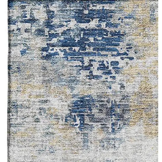 Blue Taupe And Ivory Abstract Washable Area Rug With UV Protection Photo 3