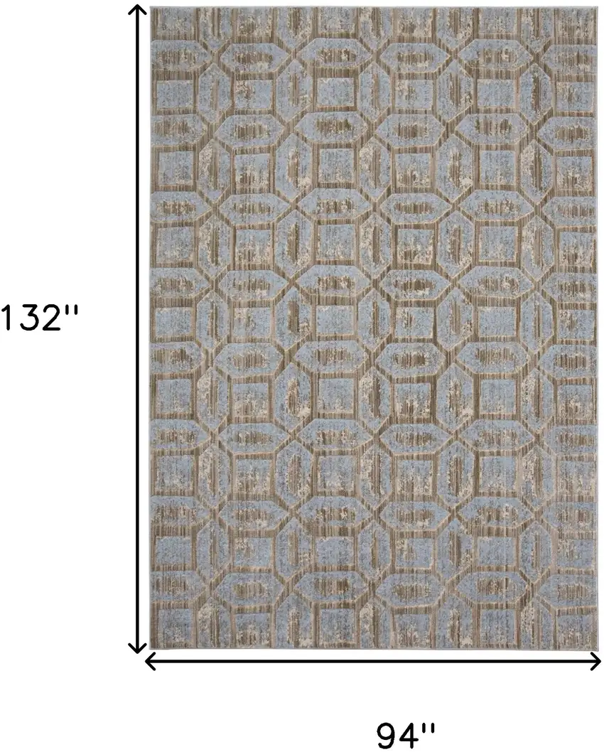 Blue and Ivory Floral Distressed Non Skid Area Rug Photo 3