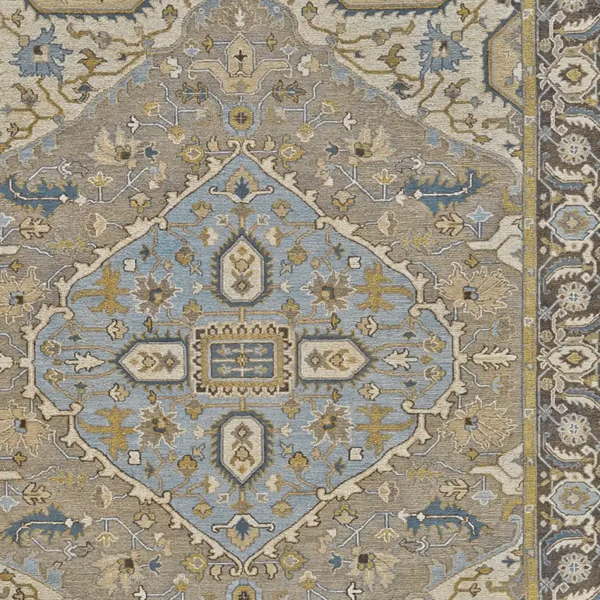 Blue Taupe and Tan Wool Oriental Hand Knotted Area Rug Photo 7