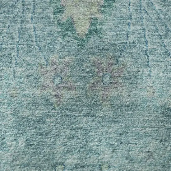 Blue Teal And Artichoke Green Floral Washable Area Rug With UV Protection Photo 8