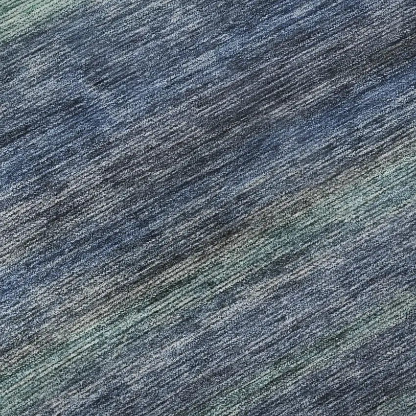 Blue Teal And Gray Striped Washable Area Rug With UV Protection Photo 9