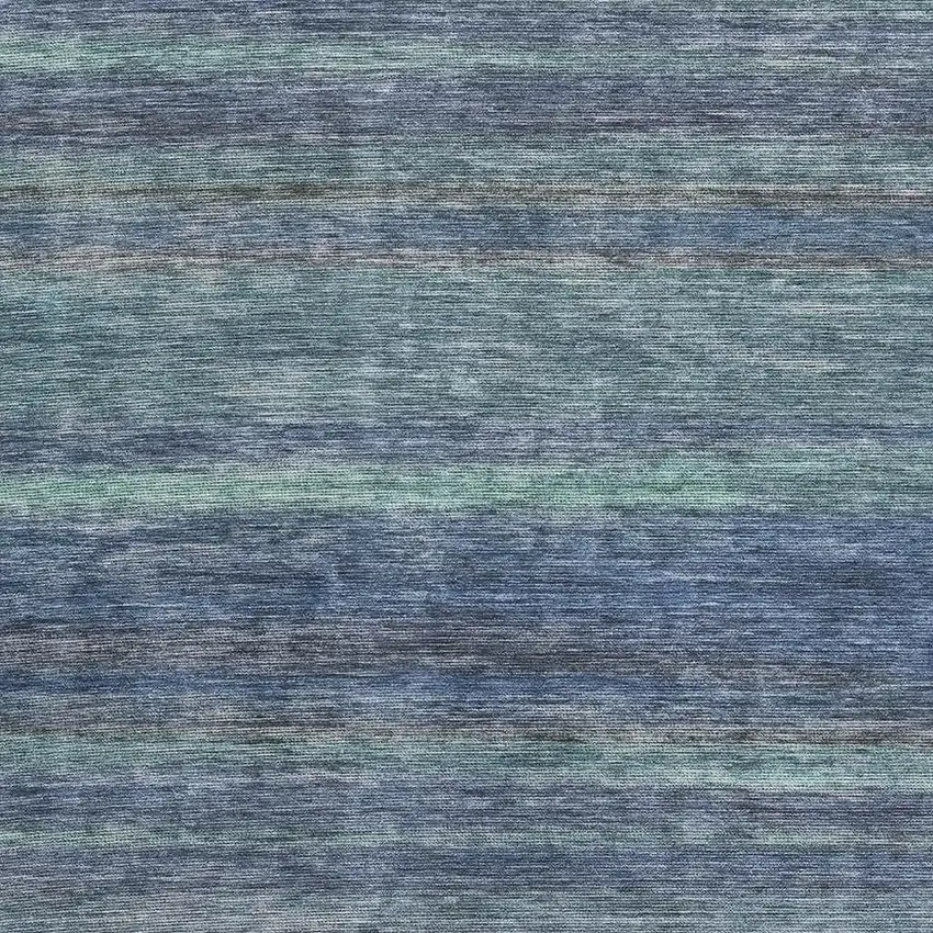 Blue Teal And Gray Striped Washable Area Rug With UV Protection Photo 2