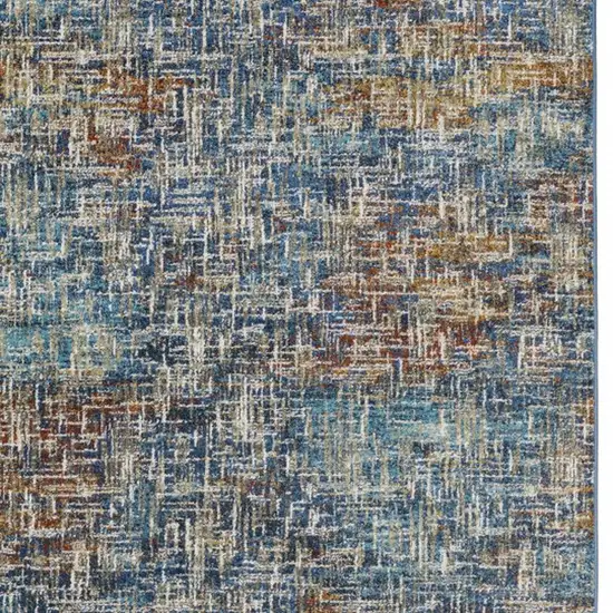 Blue Teal Gold Rust And Beige Abstract Power Loom Stain Resistant Area Rug Photo 6