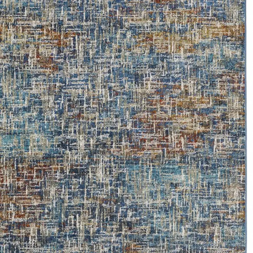 Blue Teal Gold Rust And Beige Abstract Power Loom Stain Resistant Area Rug Photo 6