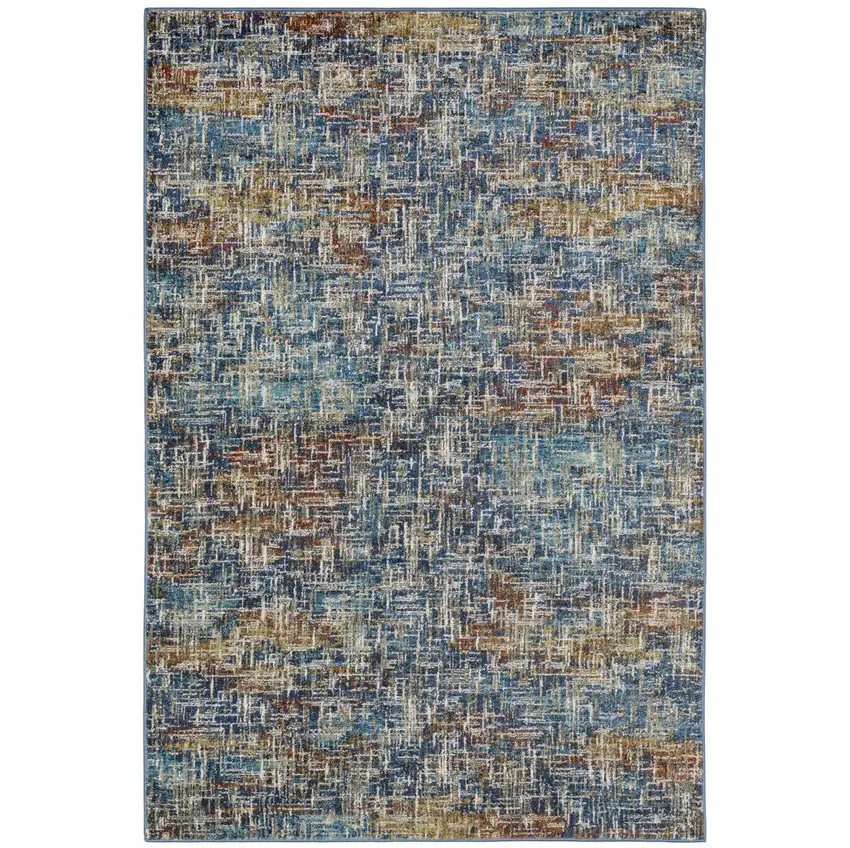Blue Teal Gold Rust And Beige Abstract Power Loom Stain Resistant Area Rug Photo 2