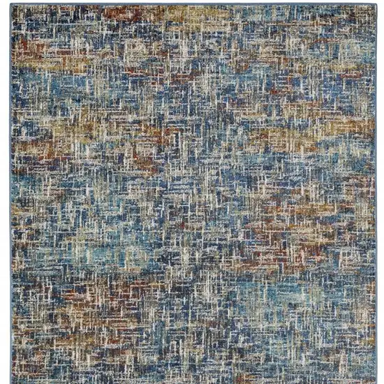 Blue Teal Gold Rust And Beige Abstract Power Loom Stain Resistant Area Rug Photo 7