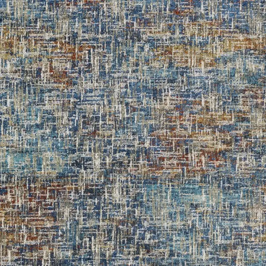 Blue Teal Gold Rust And Beige Abstract Power Loom Stain Resistant Area Rug Photo 6
