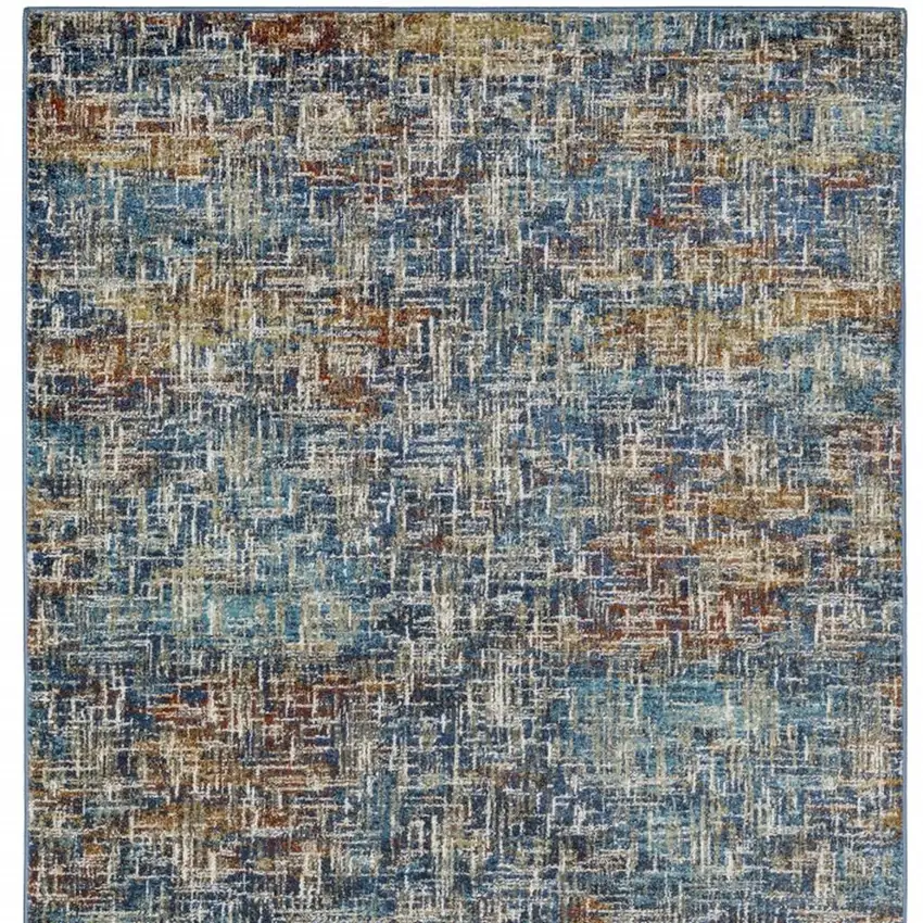 Blue Teal Gold Rust And Beige Abstract Power Loom Stain Resistant Area Rug Photo 7