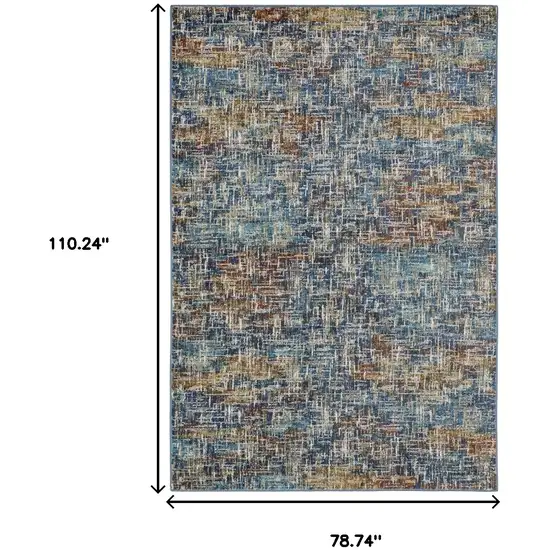 Blue And Beige Abstract Area Rug Photo 3