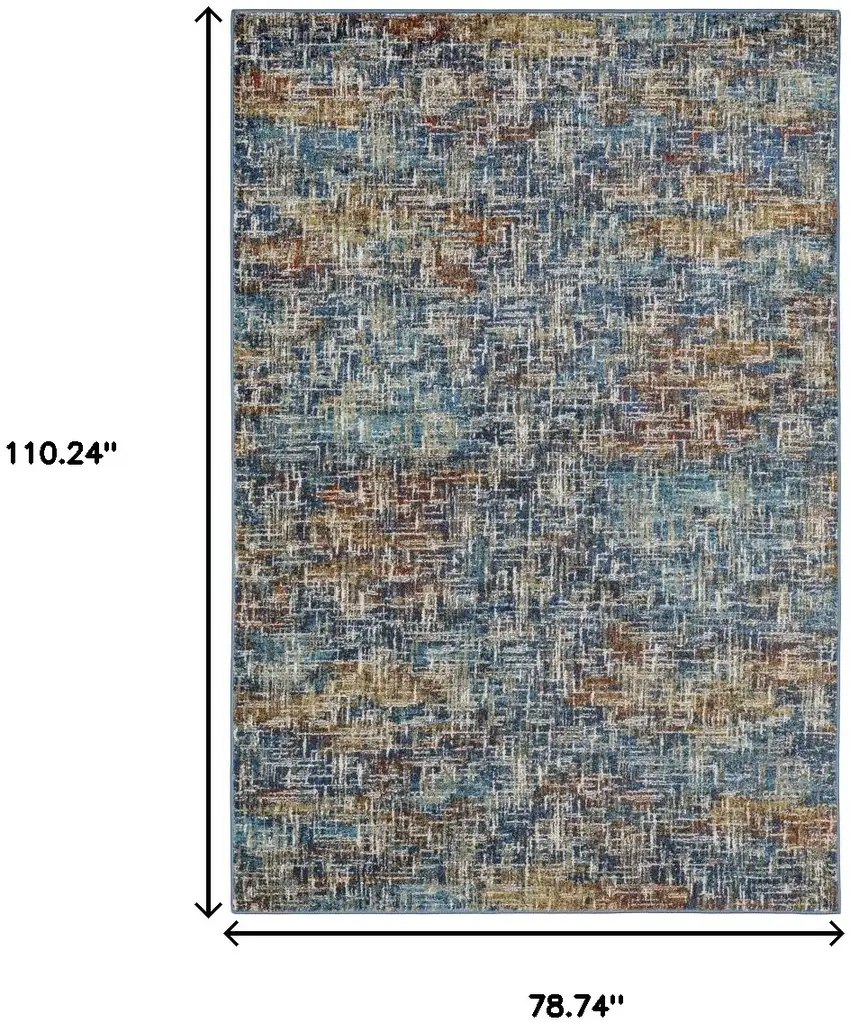 Blue And Beige Abstract Area Rug Photo 3
