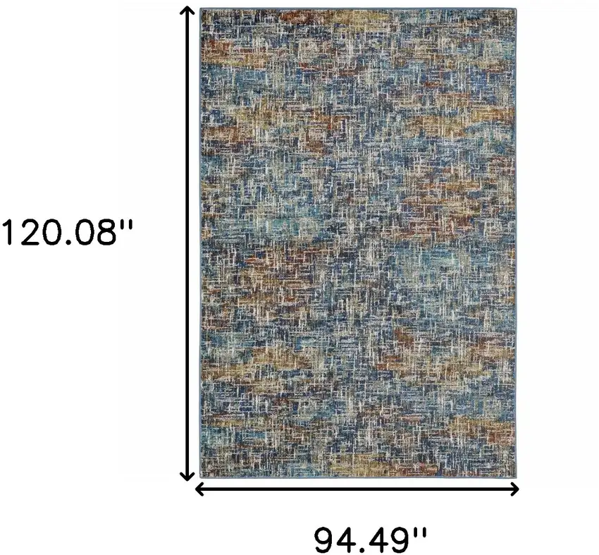 8' X 10' Blue Teal Gold Rust And Beige Abstract Power Loom Stain Resistant Area Rug Photo 3
