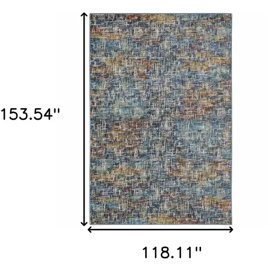Blue Teal Gold Rust And Beige Abstract Power Loom Stain Resistant Area Rug Photo 3