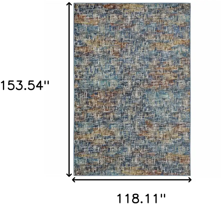Blue Teal Gold Rust And Beige Abstract Power Loom Stain Resistant Area Rug Photo 3