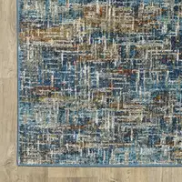 Photo of Blue Teal Gold Rust And Beige Abstract Power Loom Stain Resistant Area Rug