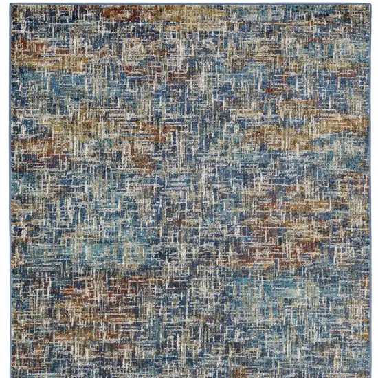 Blue Teal Gold Rust And Beige Abstract Power Loom Stain Resistant Area Rug Photo 6
