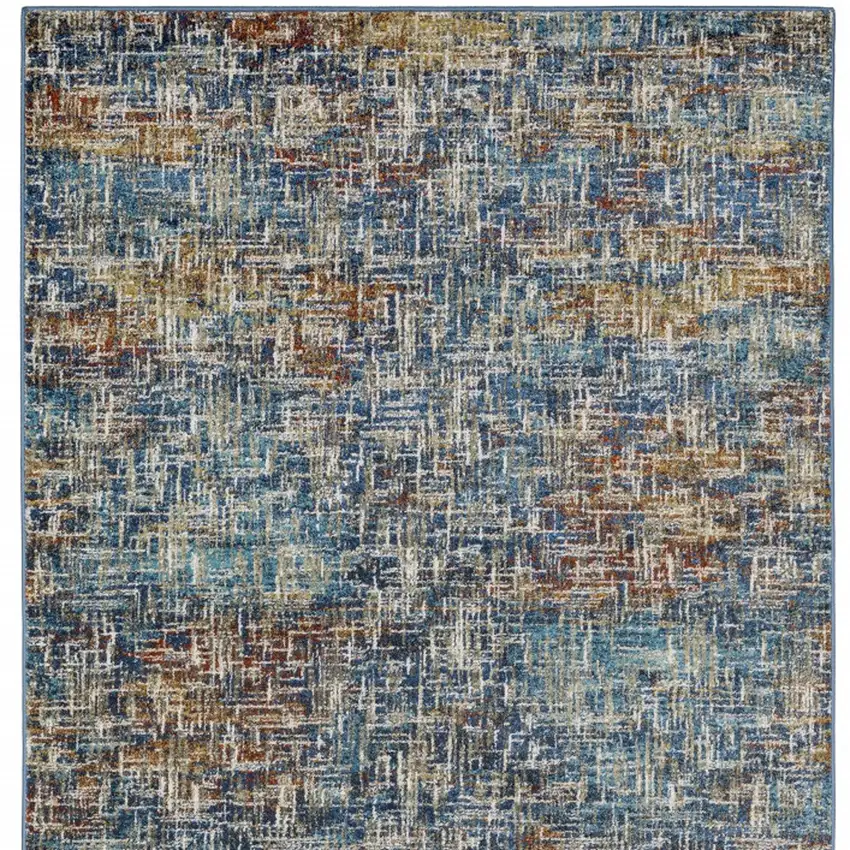 Blue Teal Gold Rust And Beige Abstract Power Loom Stain Resistant Area Rug Photo 6