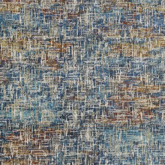 Blue Teal Gold Rust And Beige Abstract Power Loom Stain Resistant Area Rug Photo 5